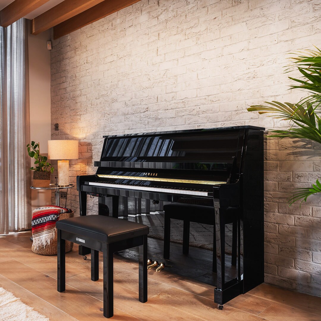 The upright piano B30 placed in the living room